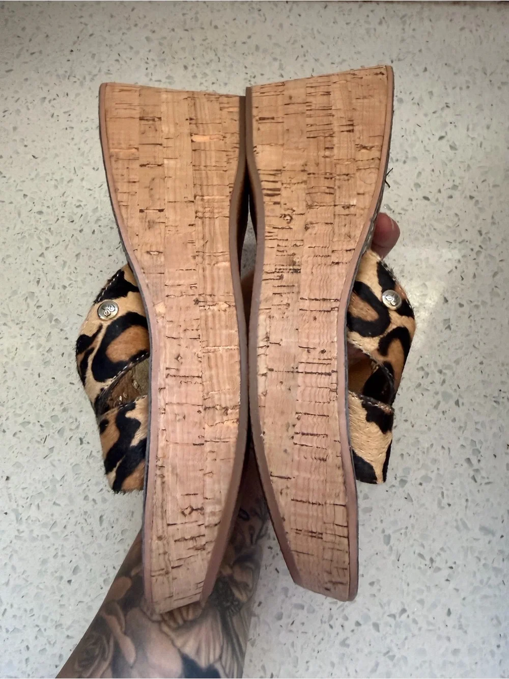 Sam Edelman Reid Wedge Sandals Chunky Platform Cheetah Y2K Women’s Leather 7.5